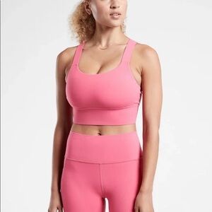 ATHLETA warrior longline twist bra in pink